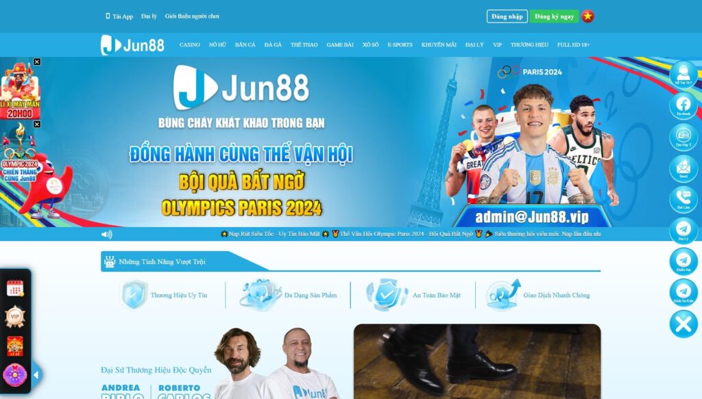 Người chơi chọn một trong các hình thức liên hệ Jun88 ở góc phải màn hình 